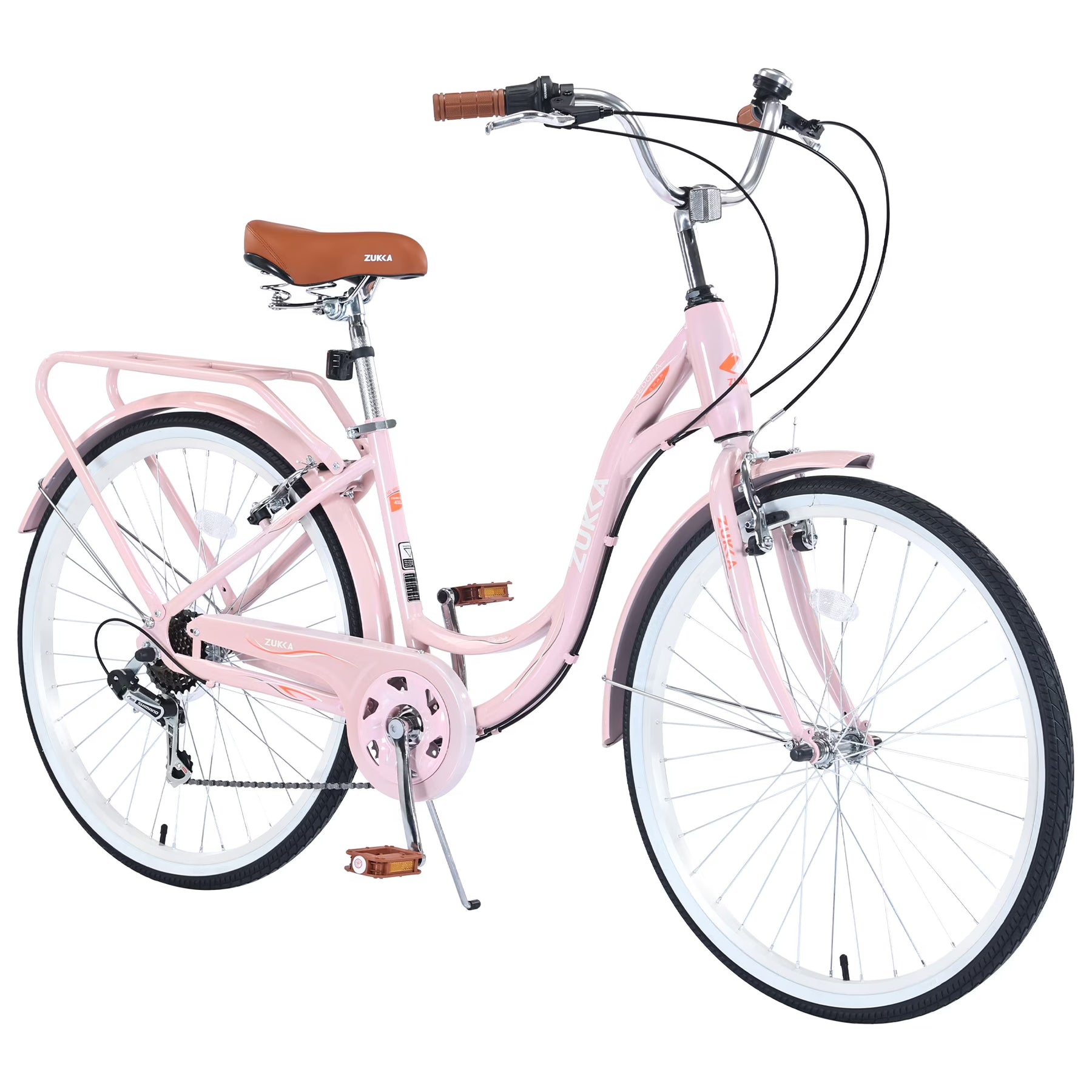 Aukfa 26" Cruiser Bike, 7 Speed Bicycle Hybrid Bikes for Women Girls Ladies, Arctic