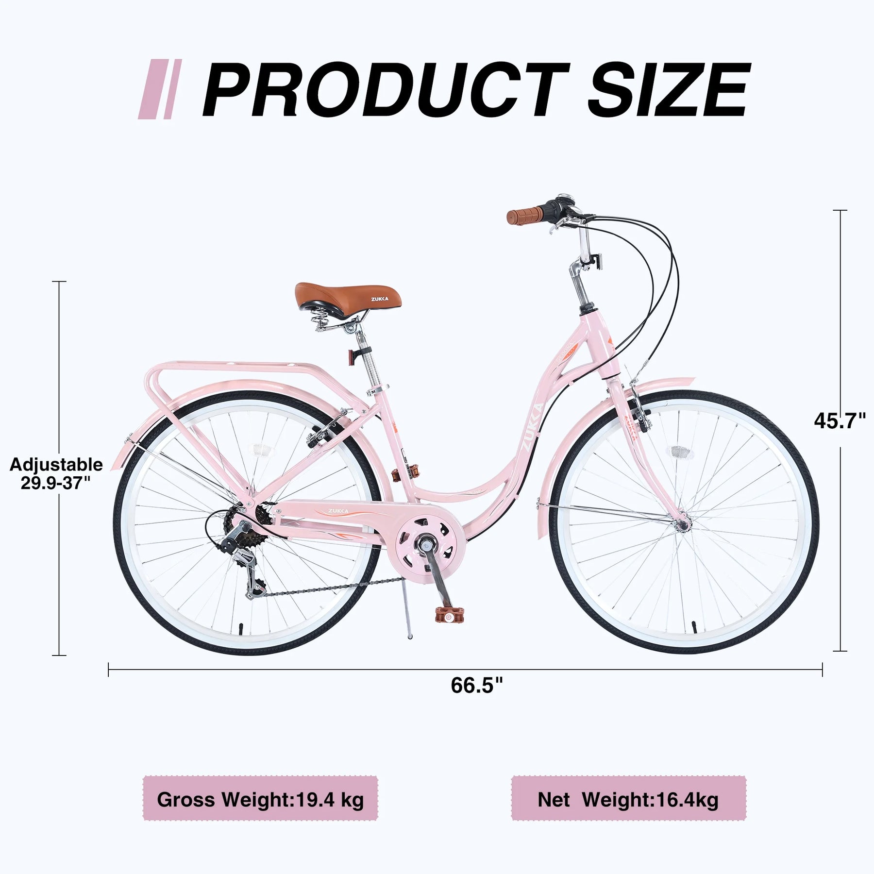 Aukfa 26" Cruiser Bike, 7 Speed Bicycle Hybrid Bikes for Women Girls Ladies, Arctic