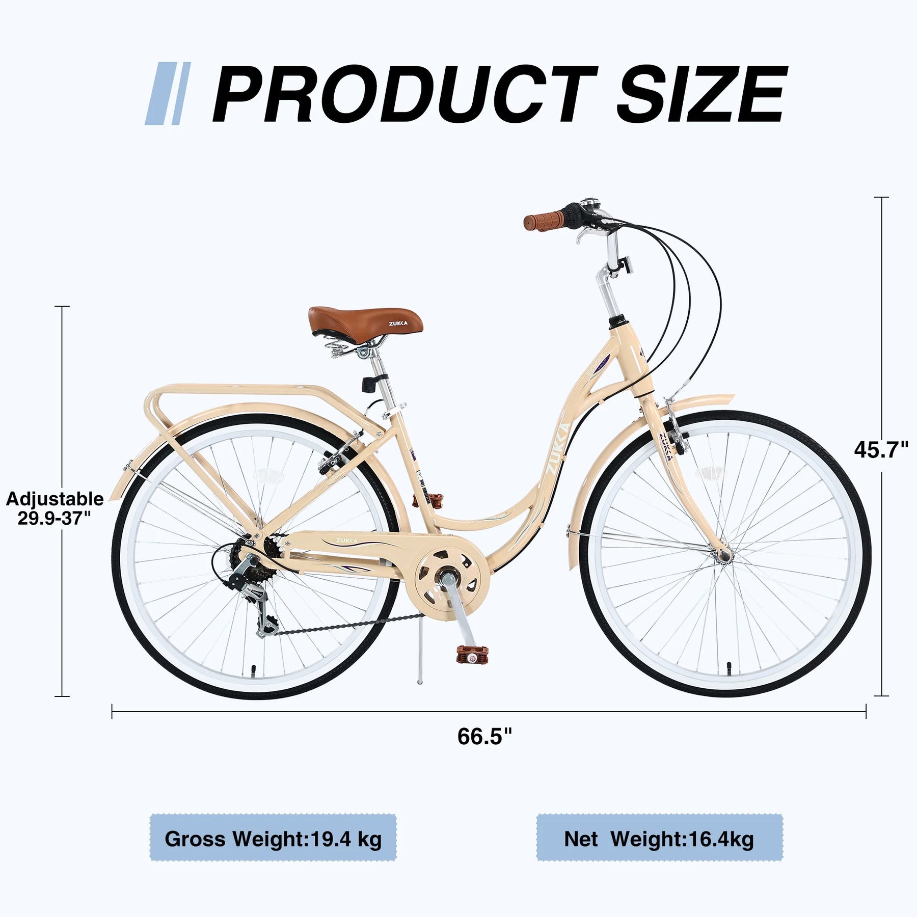 Aukfa 26" Cruiser Bike, 7 Speed Bicycle Hybrid Bikes for Women Girls Ladies, Arctic