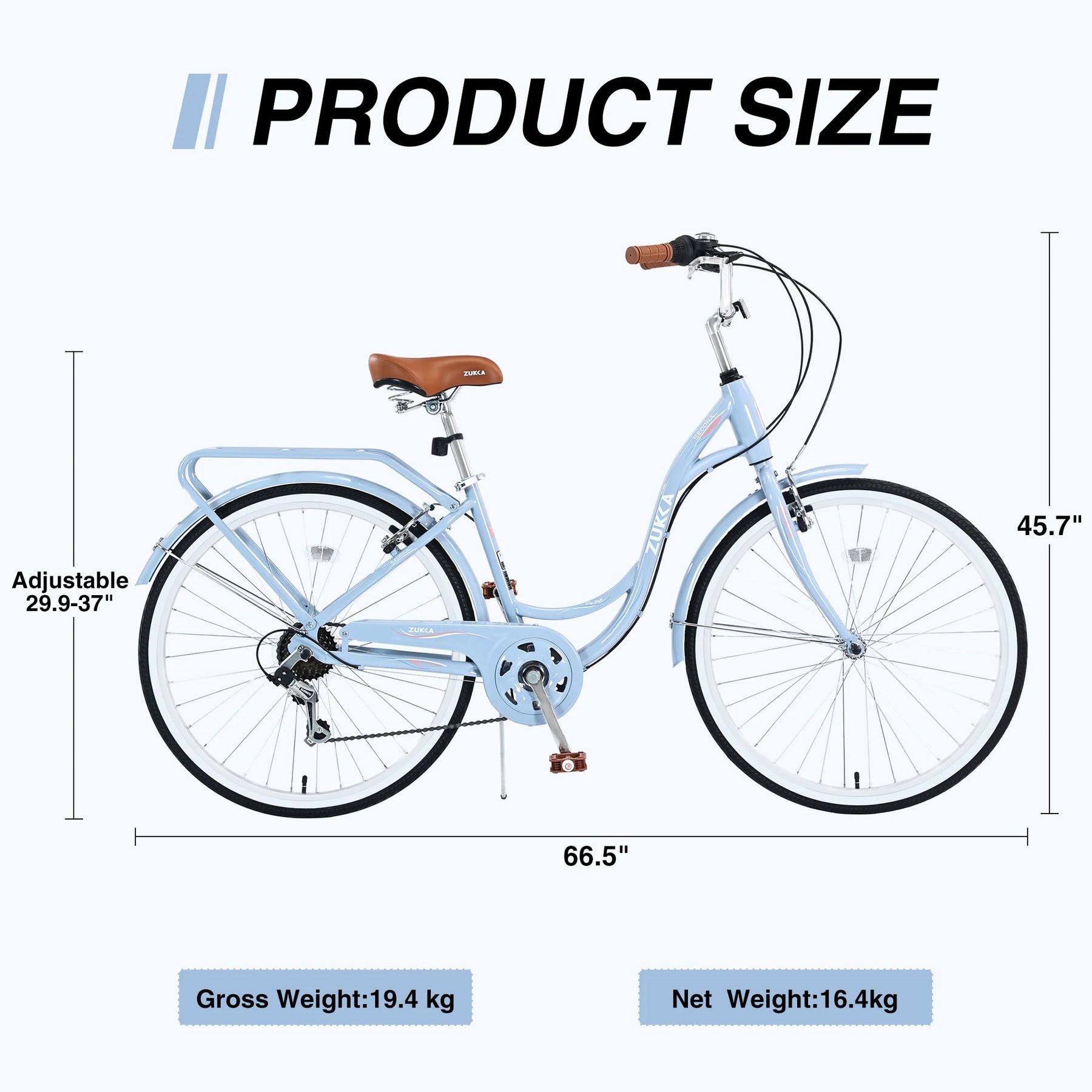 Aukfa 26" Cruiser Bike, 7 Speed Bicycle Hybrid Bikes for Women Girls Ladies, Arctic
