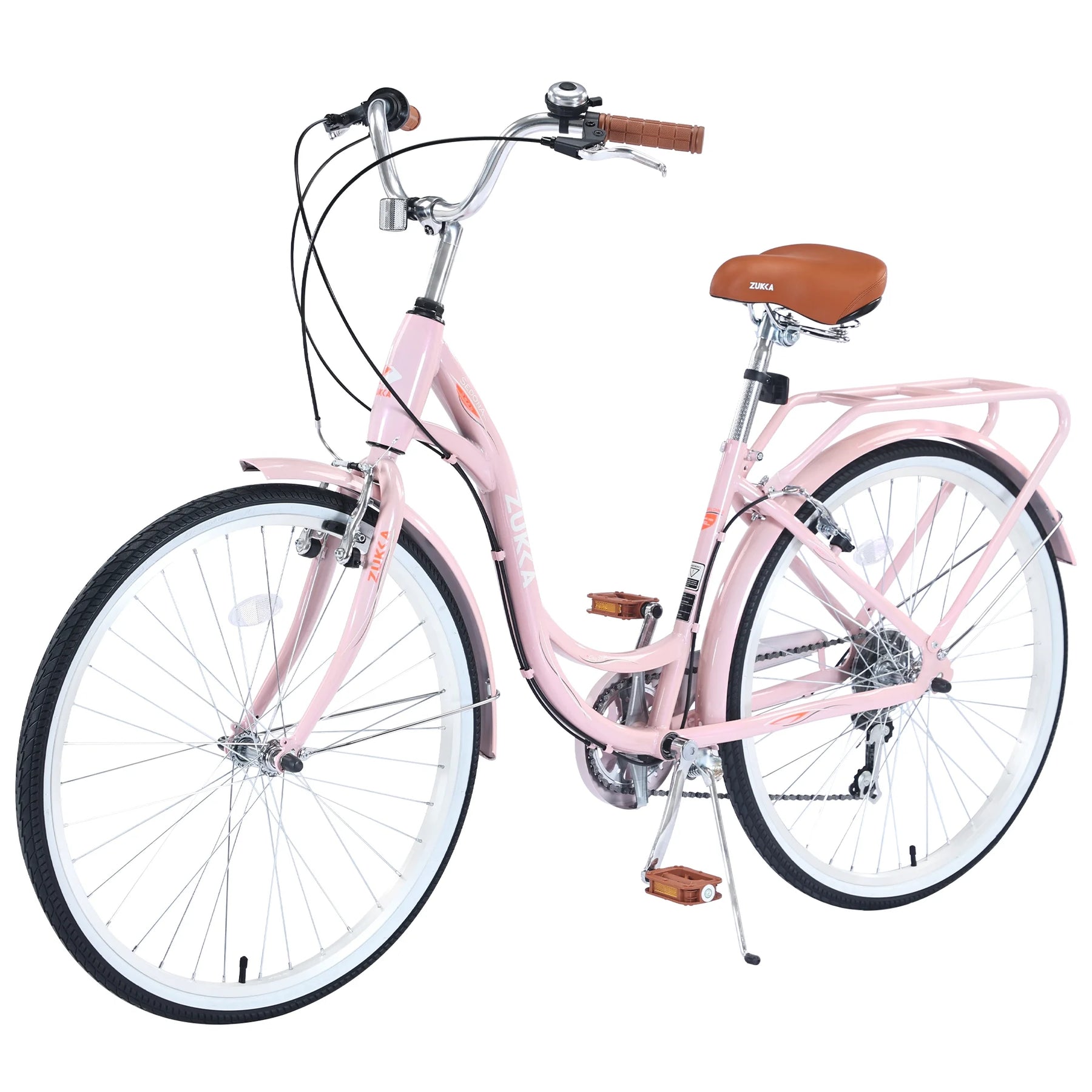 Aukfa 26" Cruiser Bike, 7 Speed Bicycle Hybrid Bikes for Women Girls Ladies, Arctic