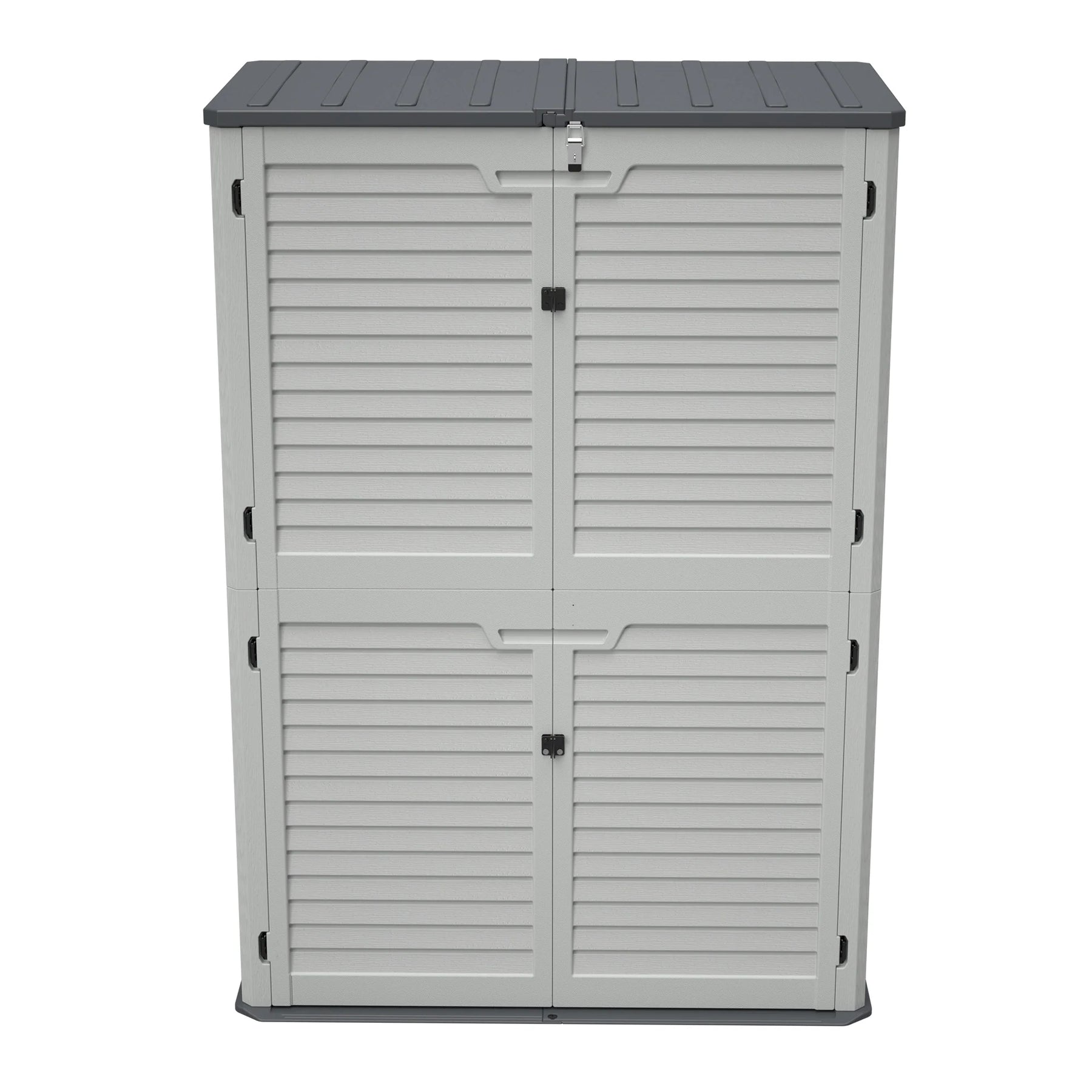 AECOJOY 61.6 Cu.ft Outdoor Resin Storage Shed with Easy Lift Hinges, Weatherproof Tall Unit with 4 Doors
