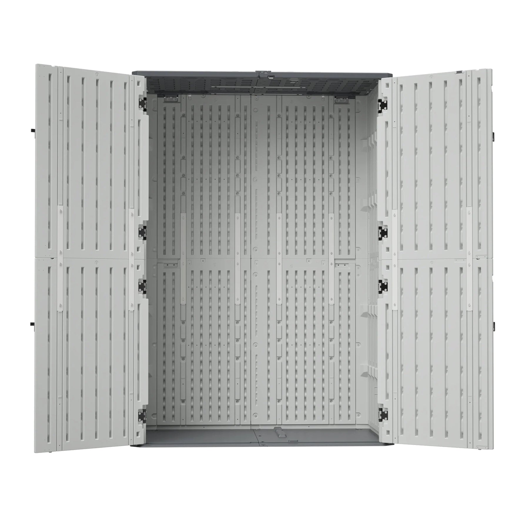 AECOJOY 61.6 Cu.ft Outdoor Resin Storage Shed with Easy Lift Hinges, Weatherproof Tall Unit with 4 Doors