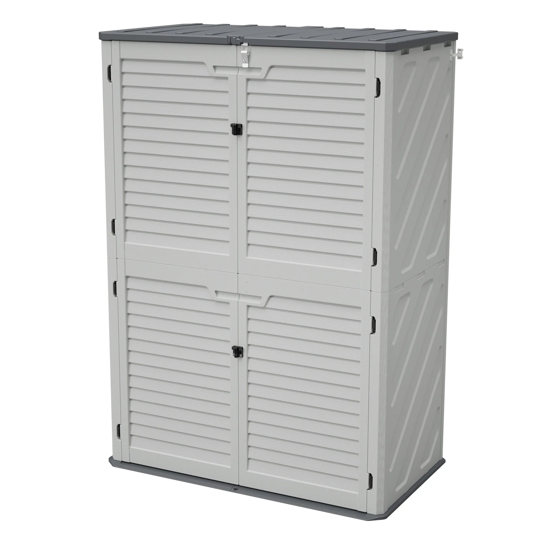 AECOJOY 61.6 Cu.ft Outdoor Resin Storage Shed with Easy Lift Hinges, Weatherproof Tall Unit with 4 Doors
