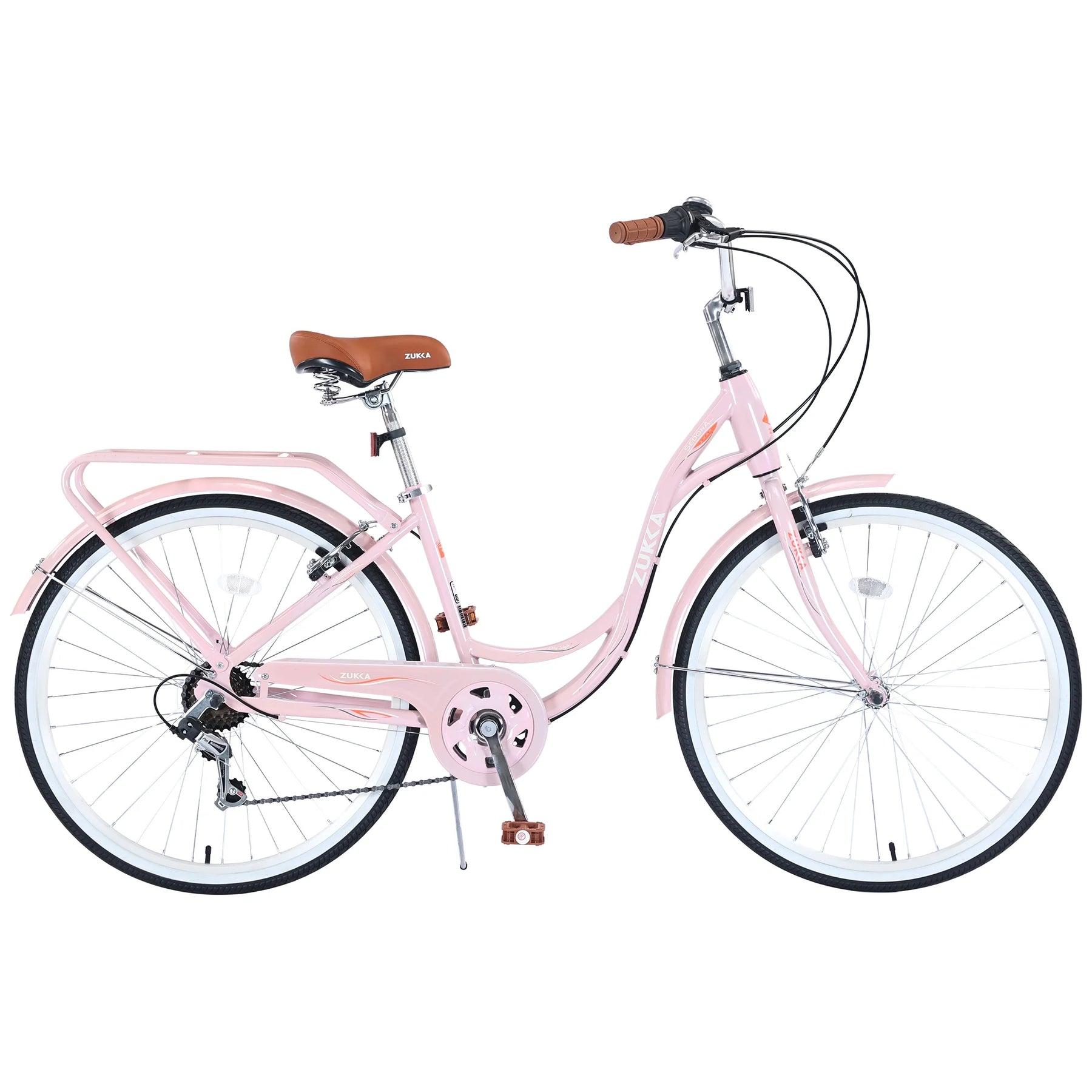 Aukfa 26" Cruiser Bike, 7 Speed Bicycle Hybrid Bikes for Women Girls Ladies, Arctic
